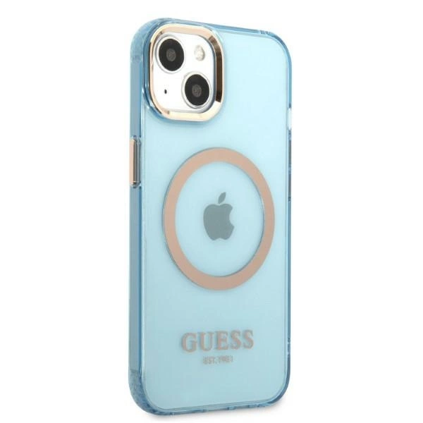 Guess Gold Outline Translucent MagSafe case for iPhone 13 - blueeng