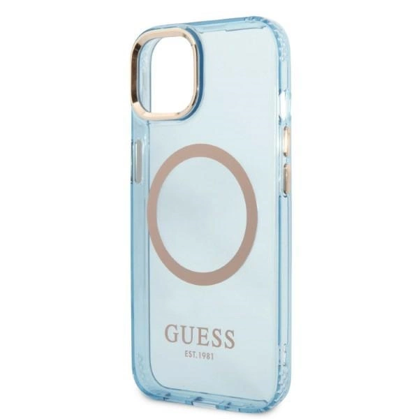 Guess Gold Outline Translucent MagSafe case for iPhone 13 - blueeng