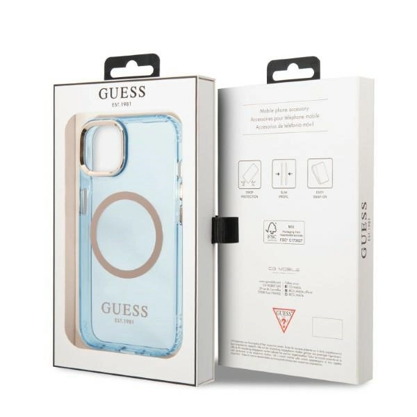 Guess Gold Outline Translucent MagSafe case for iPhone 13 - blueeng