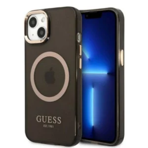 Guess Gold Outline Translucent MagSafe case for iPhone 13 - blackeng