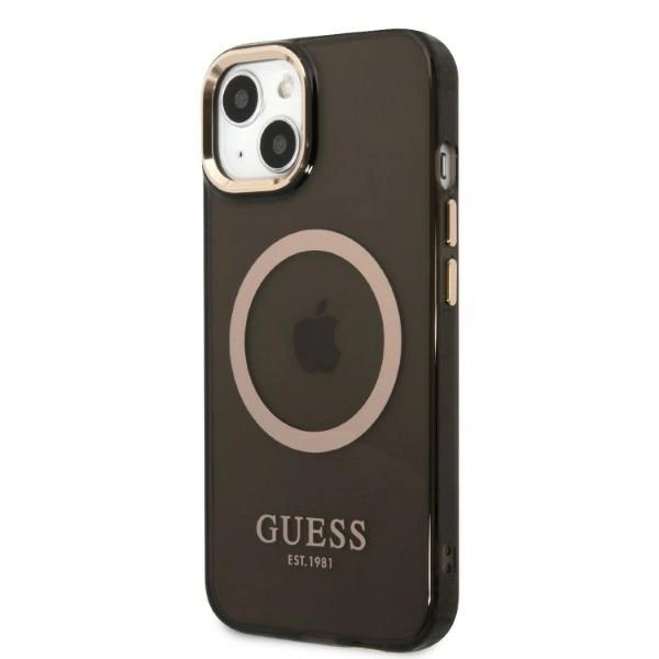 Guess Gold Outline Translucent MagSafe case for iPhone 13 - blackeng