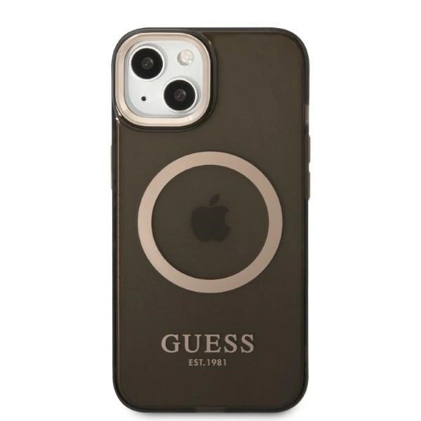 Guess Gold Outline Translucent MagSafe case for iPhone 13 - blackeng