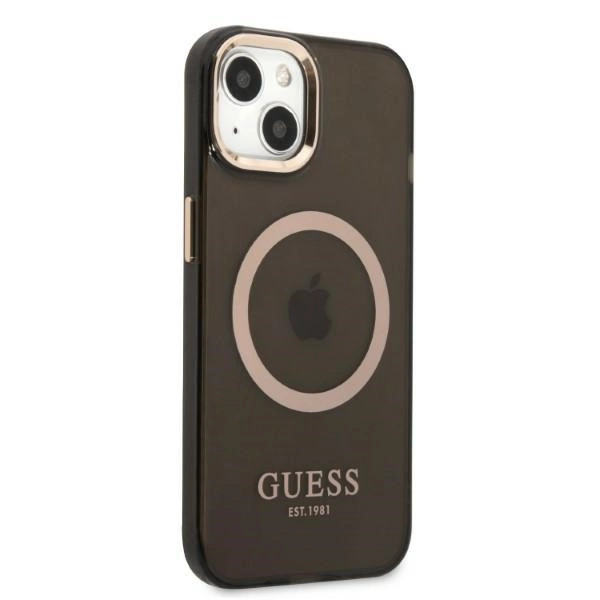 Guess Gold Outline Translucent MagSafe case for iPhone 13 - blackeng