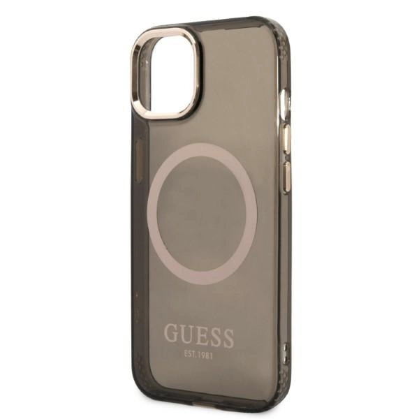 Guess Gold Outline Translucent MagSafe case for iPhone 13 - blackeng