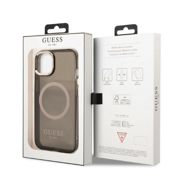 Guess Gold Outline Translucent MagSafe case for iPhone 13 - blackeng