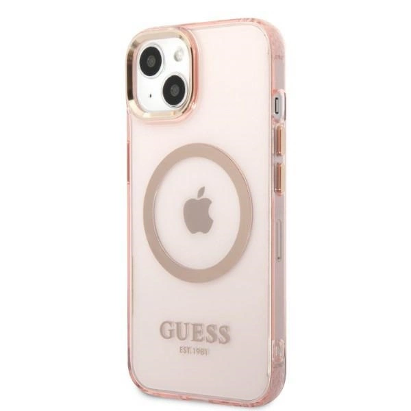 Guess Gold Outline Translucent MagSafe case for iPhone 13 - pinkeng