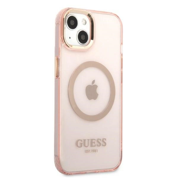 Guess Gold Outline Translucent MagSafe case for iPhone 13 - pinkeng