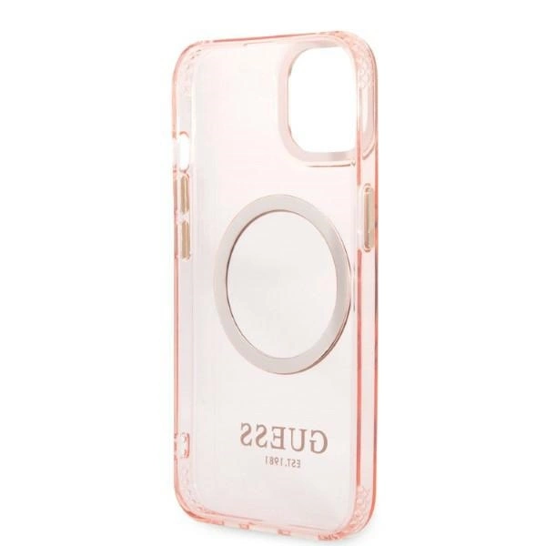 Guess Gold Outline Translucent MagSafe case for iPhone 13 - pinkeng