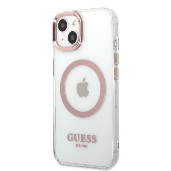 Guess Metal Outline MagSafe case for iPhone 13 - pinkeng