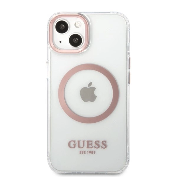 Guess Metal Outline MagSafe case for iPhone 13 - pinkeng