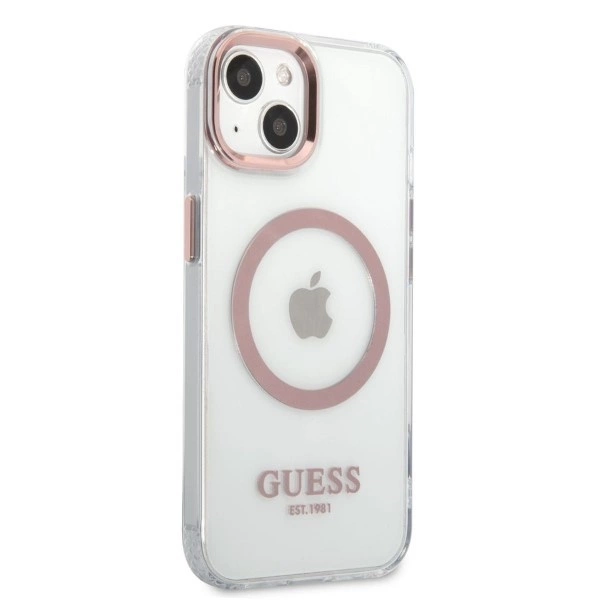 Guess Metal Outline MagSafe case for iPhone 13 - pinkeng