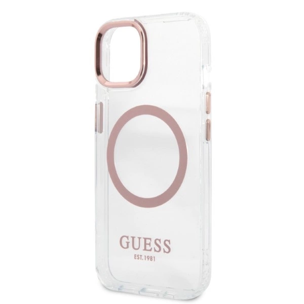 Guess Metal Outline MagSafe case for iPhone 13 - pinkeng