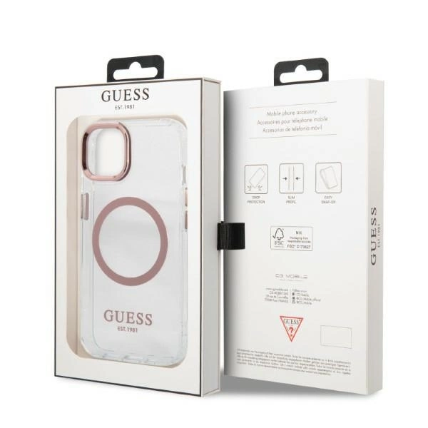 Guess Metal Outline MagSafe case for iPhone 13 - pinkeng