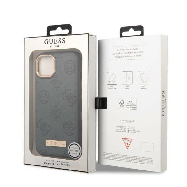 Guess GUHMP13MSAPSTG iPhone 13 6.1" grey/grey hardcase Peony Logo Plate MagSafeeng