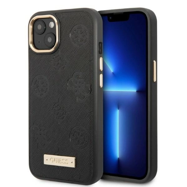 Guess GUHMP13MSAPSTK iPhone 13 6.1" black/black hardcase Peony Logo Plate MagSafeeng