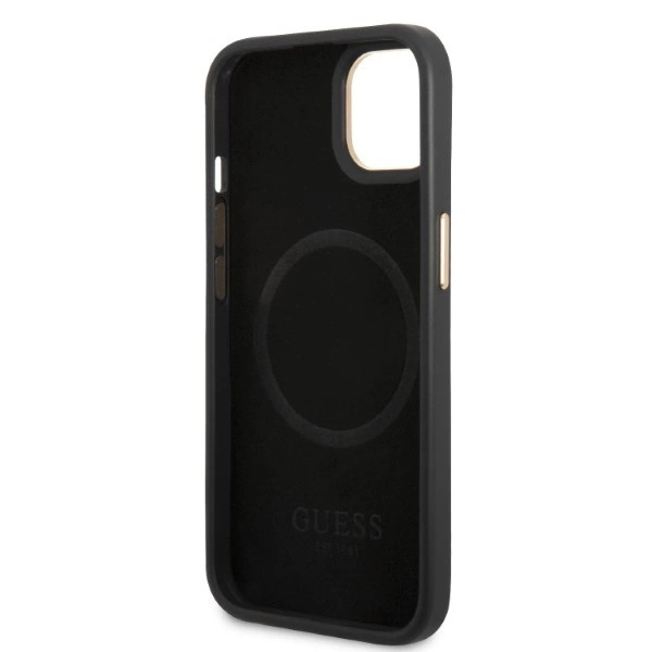 Guess GUHMP13MSAPSTK iPhone 13 6.1" black/black hardcase Peony Logo Plate MagSafeeng
