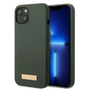 Guess GUHMP13MSBPLA iPhone 13 6.1" green/khaki hard case Silicone Logo Plate MagSafeeng