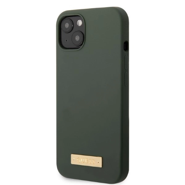 Guess GUHMP13MSBPLA iPhone 13 6.1" green/khaki hard case Silicone Logo Plate MagSafeeng