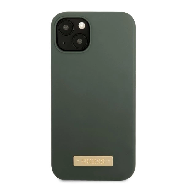 Guess GUHMP13MSBPLA iPhone 13 6.1" green/khaki hard case Silicone Logo Plate MagSafeeng