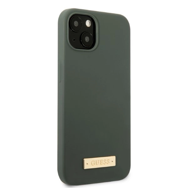 Guess GUHMP13MSBPLA iPhone 13 6.1" green/khaki hard case Silicone Logo Plate MagSafeeng