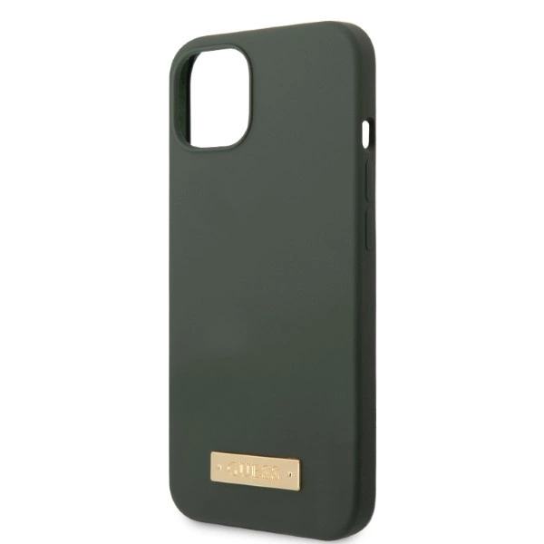 Guess GUHMP13MSBPLA iPhone 13 6.1" green/khaki hard case Silicone Logo Plate MagSafeeng