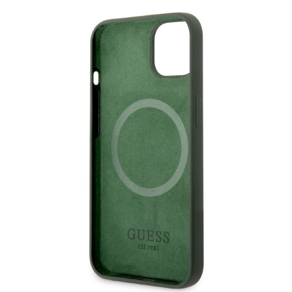 Guess GUHMP13MSBPLA iPhone 13 6.1" green/khaki hard case Silicone Logo Plate MagSafeeng