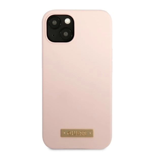 Guess GUHMP13MSBPLP iPhone 13 6.1" pink/pink hard case Silicone Logo Plate MagSafeeng