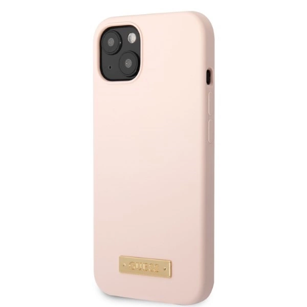 Guess GUHMP13SSBPLP iPhone 13 mini 5.4" pink/pink hard case Silicone Logo Plate MagSafeeng