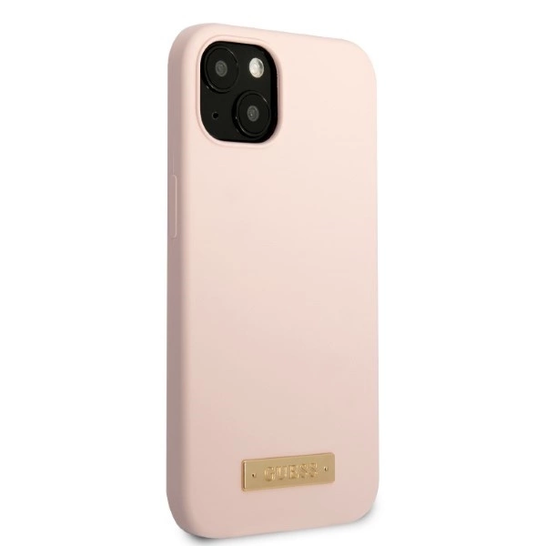 Guess GUHMP13SSBPLP iPhone 13 mini 5.4" pink/pink hard case Silicone Logo Plate MagSafeeng