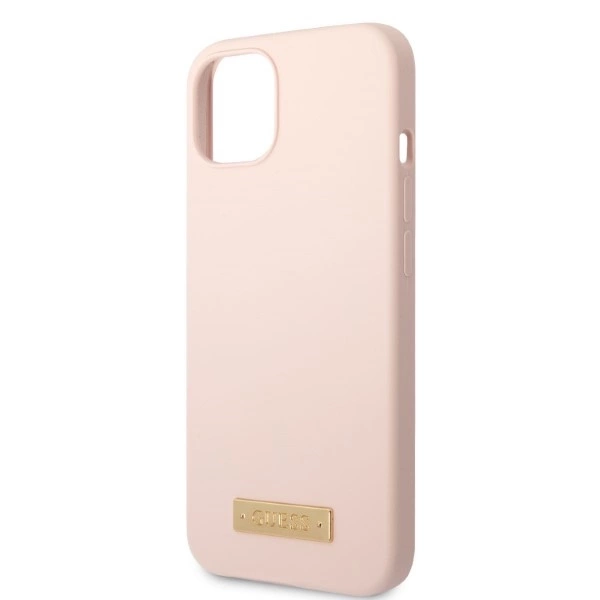 Guess GUHMP13SSBPLP iPhone 13 mini 5.4" pink/pink hard case Silicone Logo Plate MagSafeeng