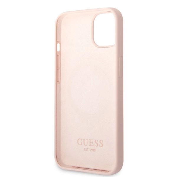 Guess GUHMP13SSBPLP iPhone 13 mini 5.4" pink/pink hard case Silicone Logo Plate MagSafeeng