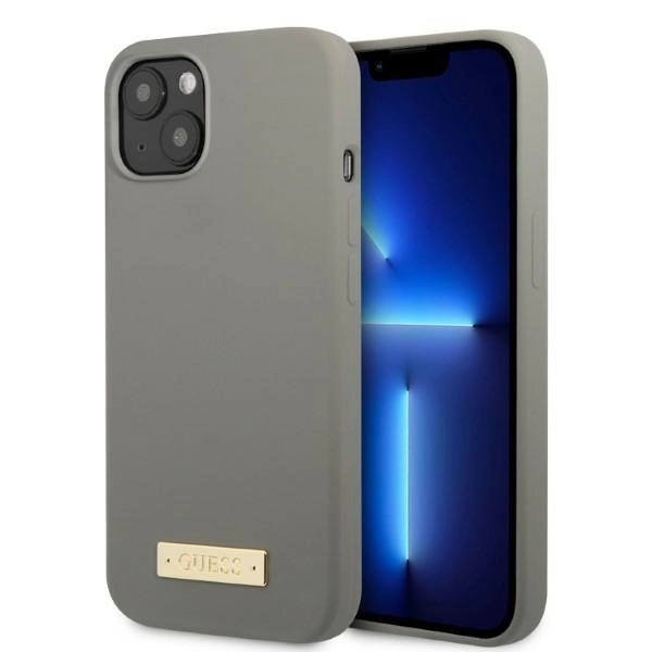 Guess GUHMP13SSPLG iPhone 13 mini 5.4" grey/grey hard case Silicone Logo Plate MagSafeeng