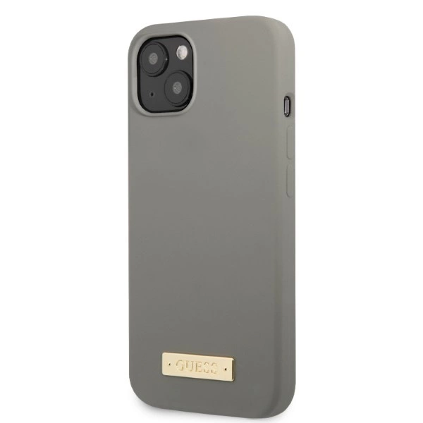 Guess GUHMP13SSPLG iPhone 13 mini 5.4" grey/grey hard case Silicone Logo Plate MagSafeeng