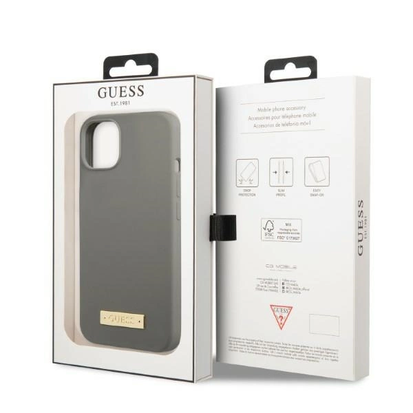 Guess GUHMP13SSPLG iPhone 13 mini 5.4" grey/grey hard case Silicone Logo Plate MagSafeeng