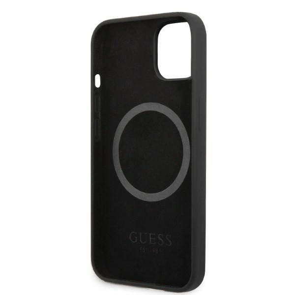 Guess Silicone Logo Plate MagSafe case for iPhone 13 mini - blackeng