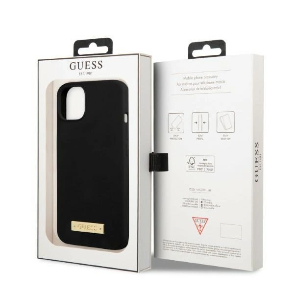Guess Silicone Logo Plate MagSafe case for iPhone 13 mini - blackeng