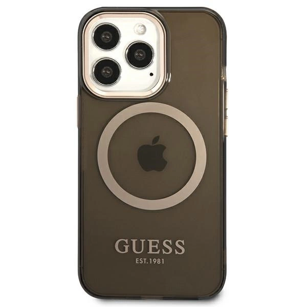 Guess Gold Outline Translucent MagSafe case for iPhone 13 Pro Max - blackeng