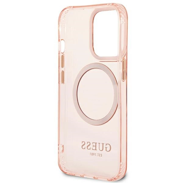 Guess Gold Outline Translucent MagSafe case for iPhone 13 Pro Max - pinkeng