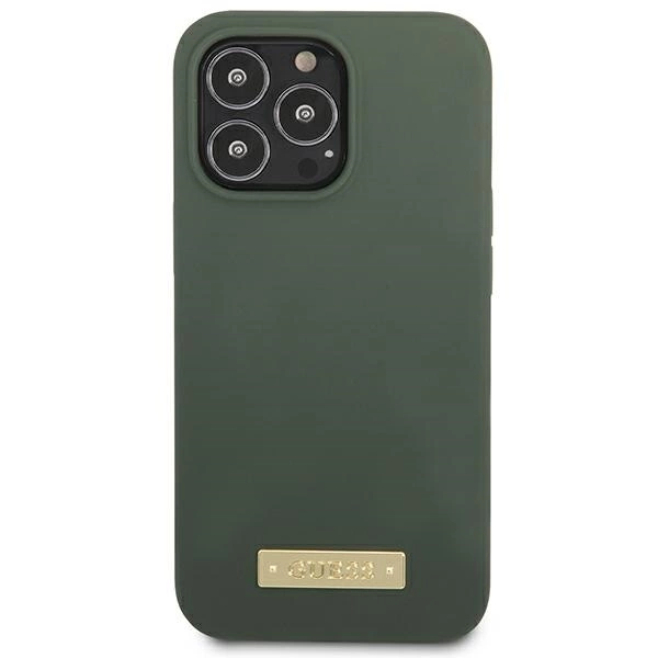 Guess GUHMP13XSPLA iPhone 13 Pro Max 6.7" green/khaki hard case Silicone Logo Plate MagSafeeng