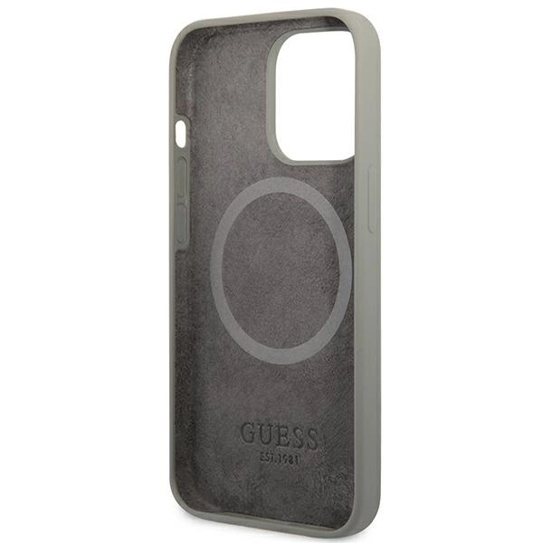 Guess GUHMP13XSPLG iPhone 13 Pro Max 6.7" grey/grey hard case Silicone Logo Plate MagSafeeng