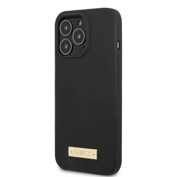 Guess GUHMP13XSPLK iPhone 13 Pro Max 6.7" black/black hard case Silicone Logo Plate MagSafeeng