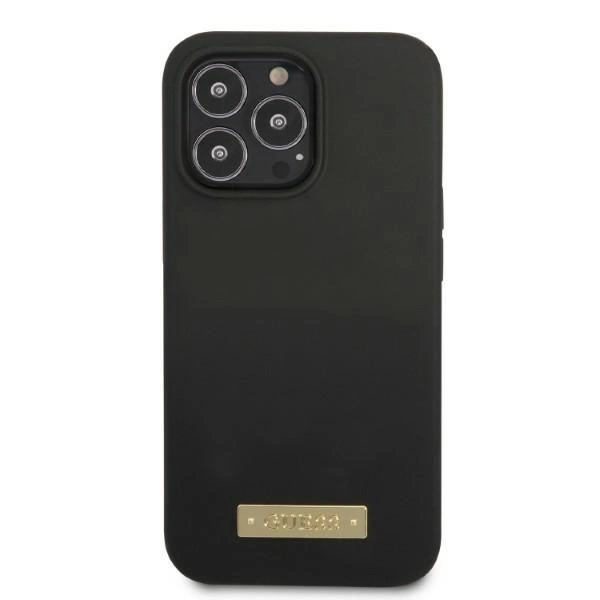 Guess GUHMP13XSPLK iPhone 13 Pro Max 6.7" black/black hard case Silicone Logo Plate MagSafeeng