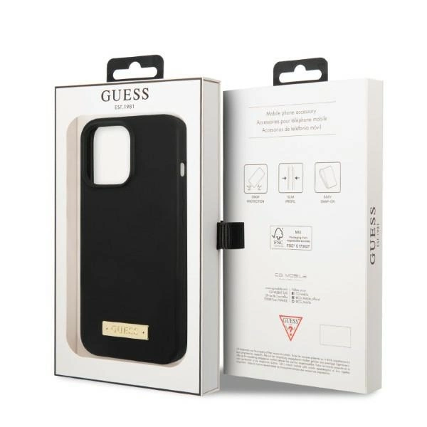 Guess GUHMP13XSPLK iPhone 13 Pro Max 6.7" black/black hard case Silicone Logo Plate MagSafeeng