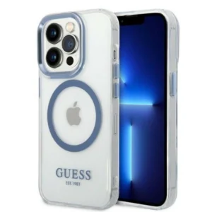Guess Metal Outline MagSafe case for iPhone 14 Pro - blueeng