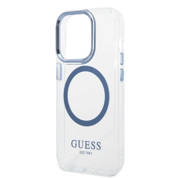 Guess Metal Outline MagSafe case for iPhone 14 Pro - blueeng