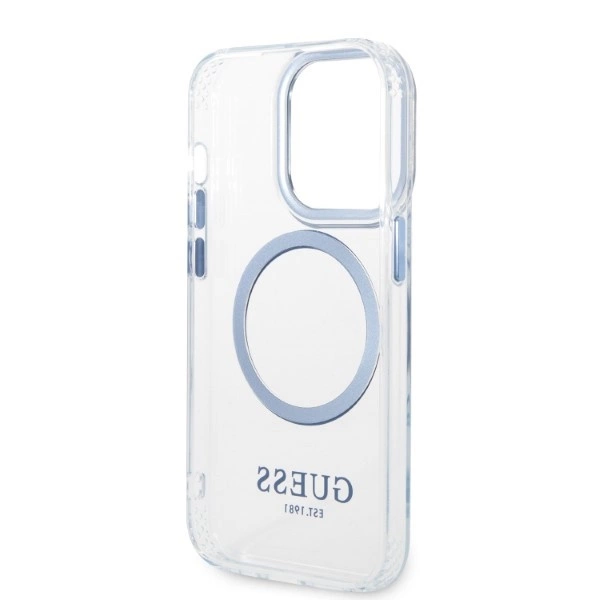 Guess Metal Outline MagSafe case for iPhone 14 Pro - blueeng