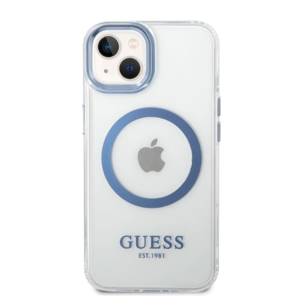 Guess Metal Outline MagSafe case for iPhone 14 Plus - blueeng