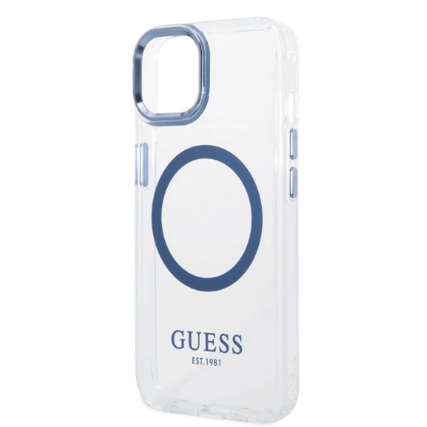 Guess Metal Outline MagSafe case for iPhone 14 Plus - blueeng