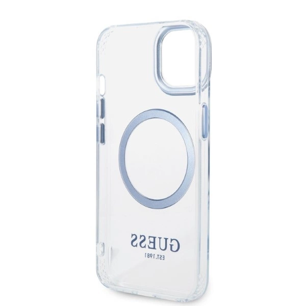 Guess Metal Outline MagSafe case for iPhone 14 Plus - blueeng