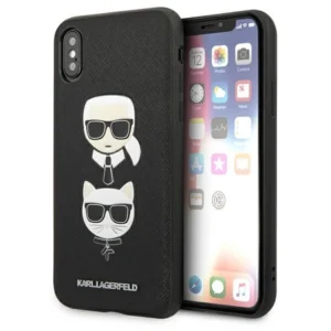 Karl Lagerfeld Saffiano Karl&Choupette Head case for iPhone XS Max - blackeng